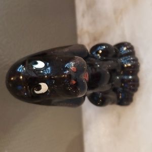 Vintage Hand painted  REDWARE Ceramic Clay Glazed Black Hound Dog Made in Japan
